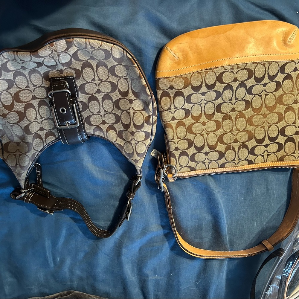 Coach Signature Brown and Tan Shoulder Bag